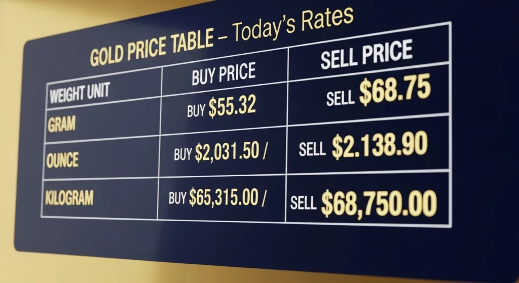 gold price table