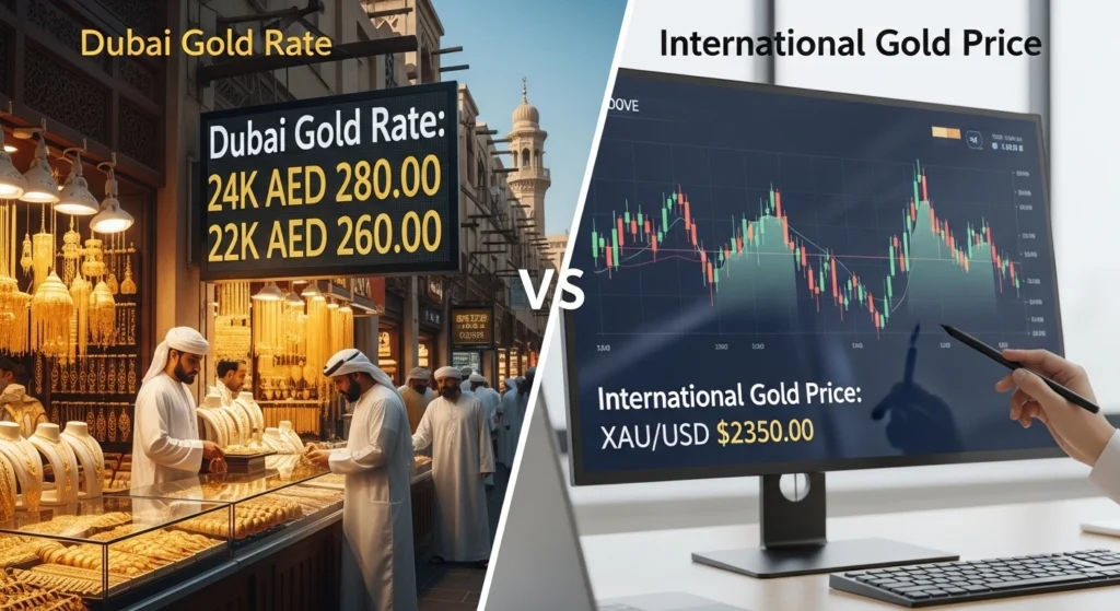 Dubai gold rate vs international 