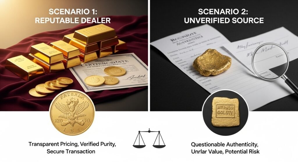 Example Gold Purchase Comparison