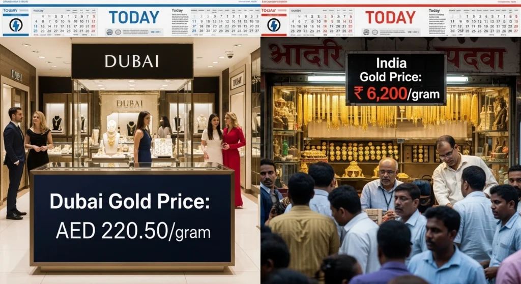 Is gold cheaper in Dubai compared to India today